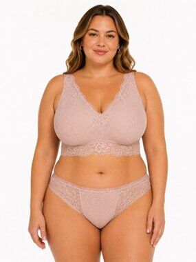 DREAMFIT Plus Size Lace Wireless Bralette Adobe Rose 3X NWT